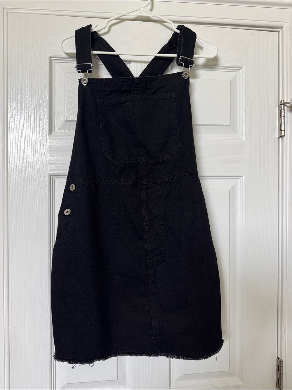 Black Denim Pinafore  Dress with Pocket Boohoo size10